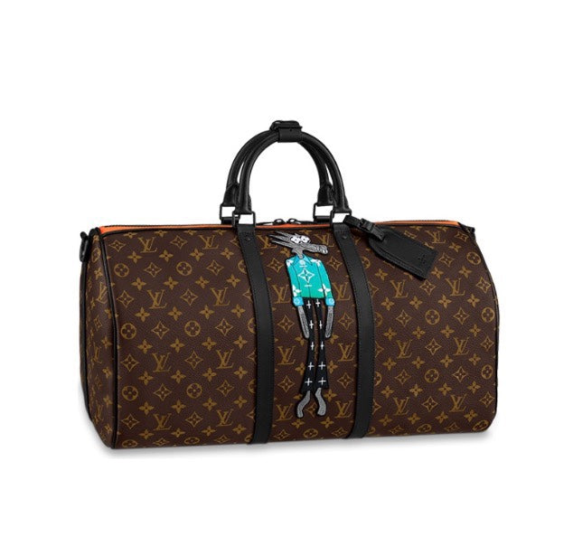 Louis Vuitton Brown Monogram Canvas Travel Duffle Bag with Cartoon Print