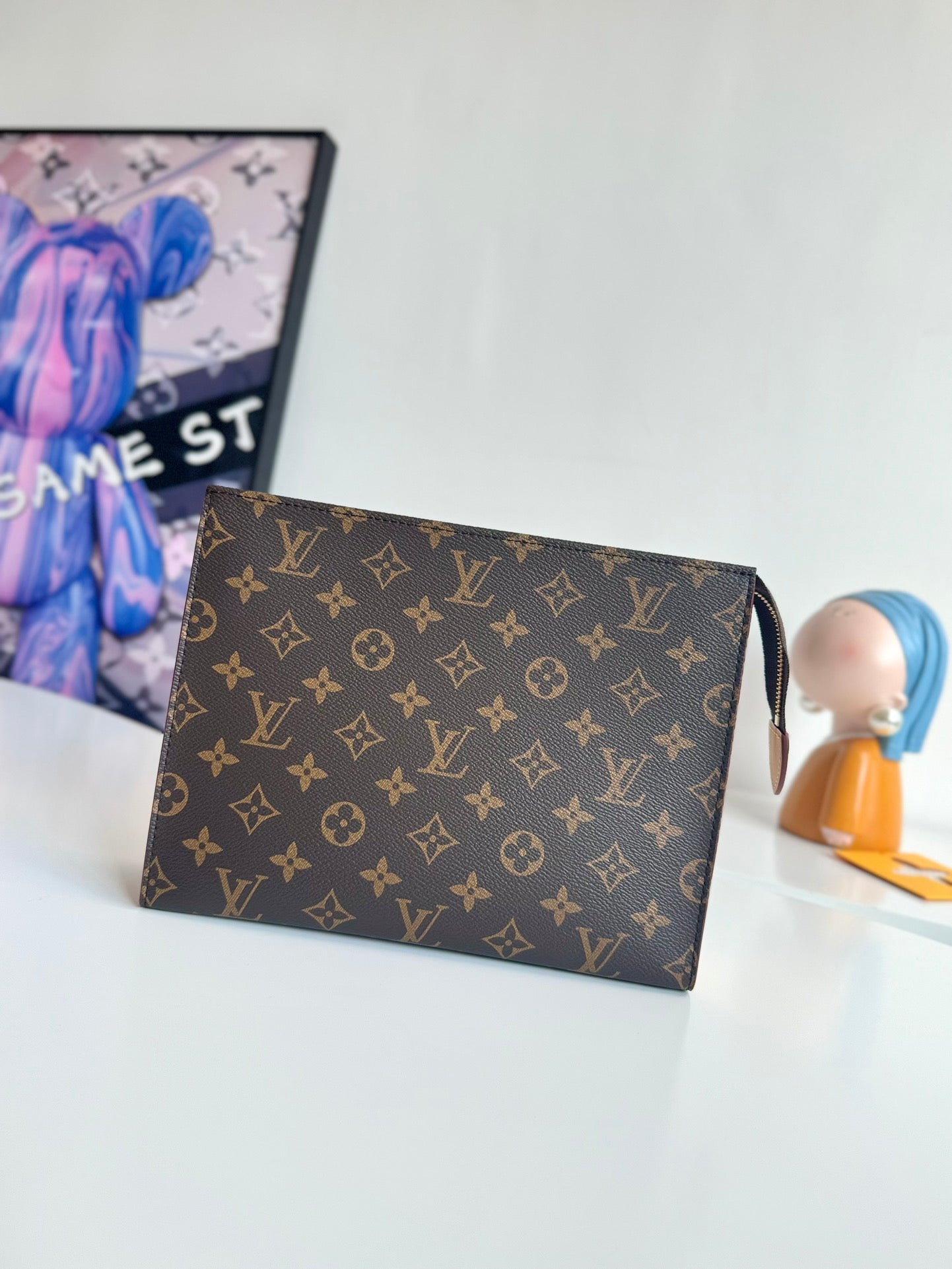Louis Vuitton Classic Brown Monogram Print Canvas Zippered Clutch Pouch