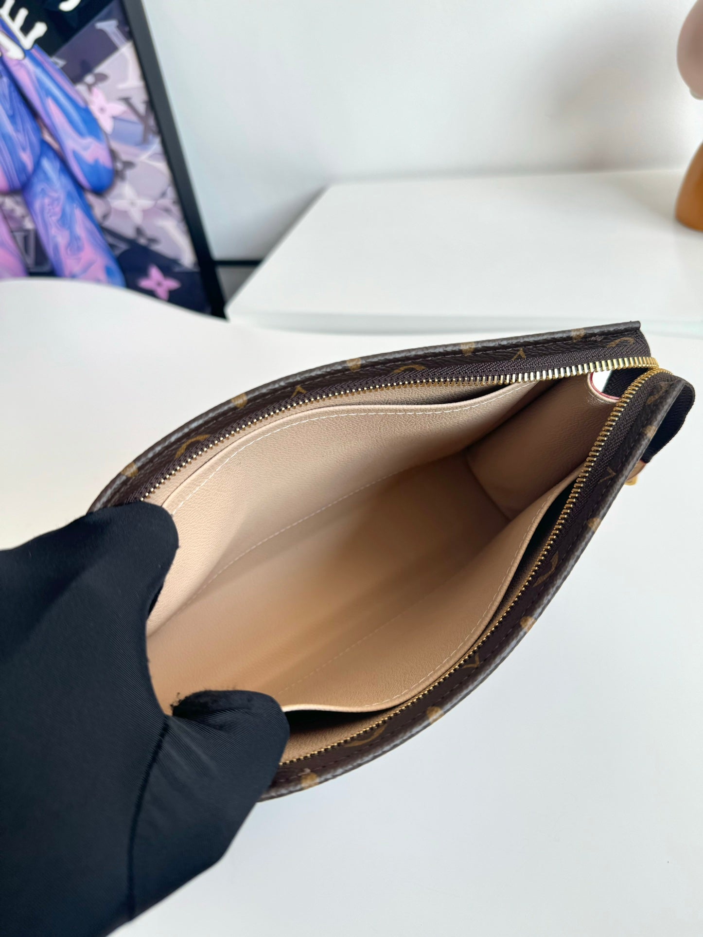 Louis Vuitton Classic Brown Monogram Print Canvas Zippered Clutch Pouch