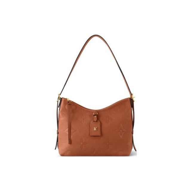 Louis Vuitton Classic Brown Embossed Leather Hobo Shoulder Bag