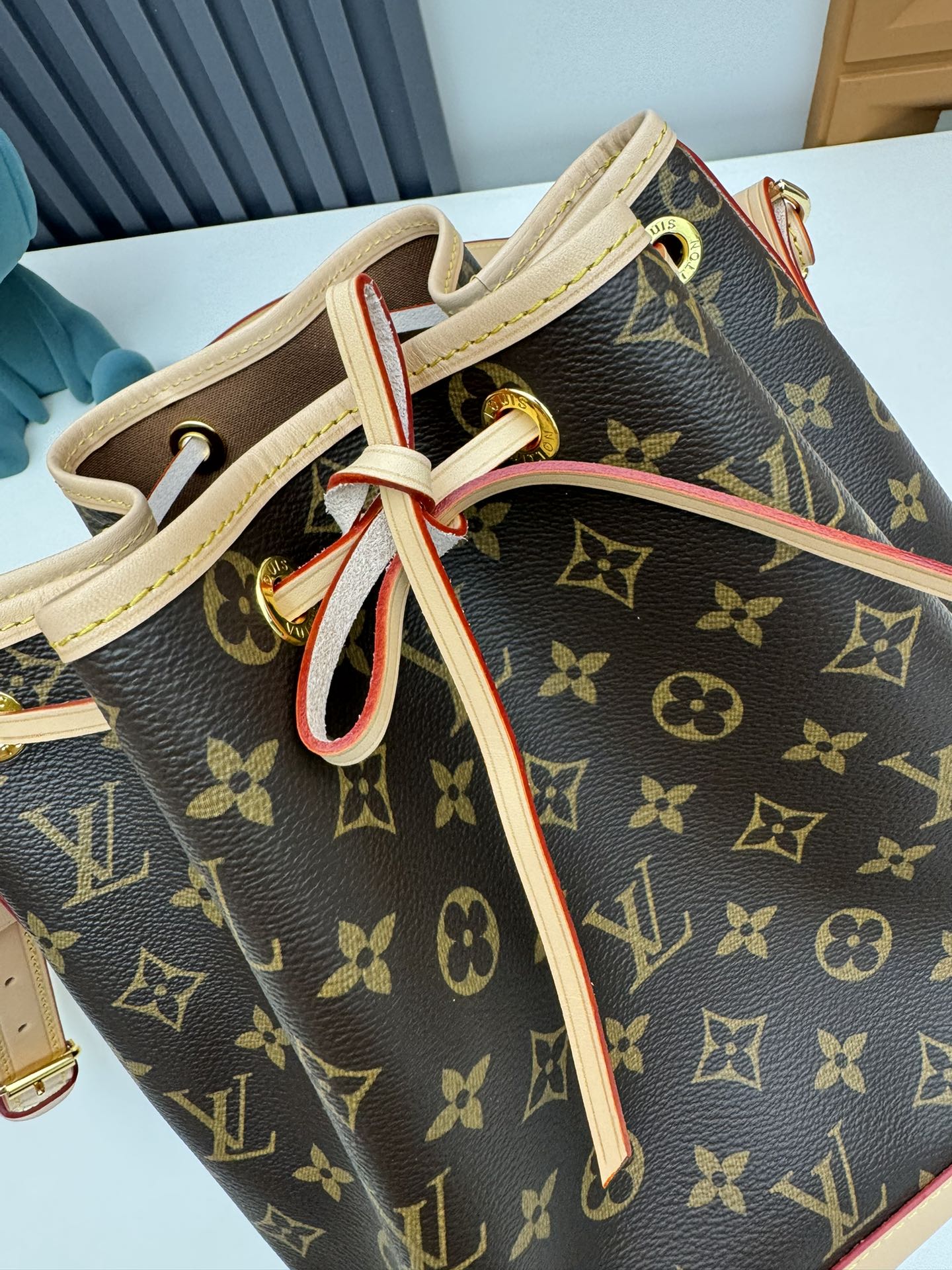 Louis Vuitton Classic Brown Monogram Print Drawstring Bucket Shoulder Bag