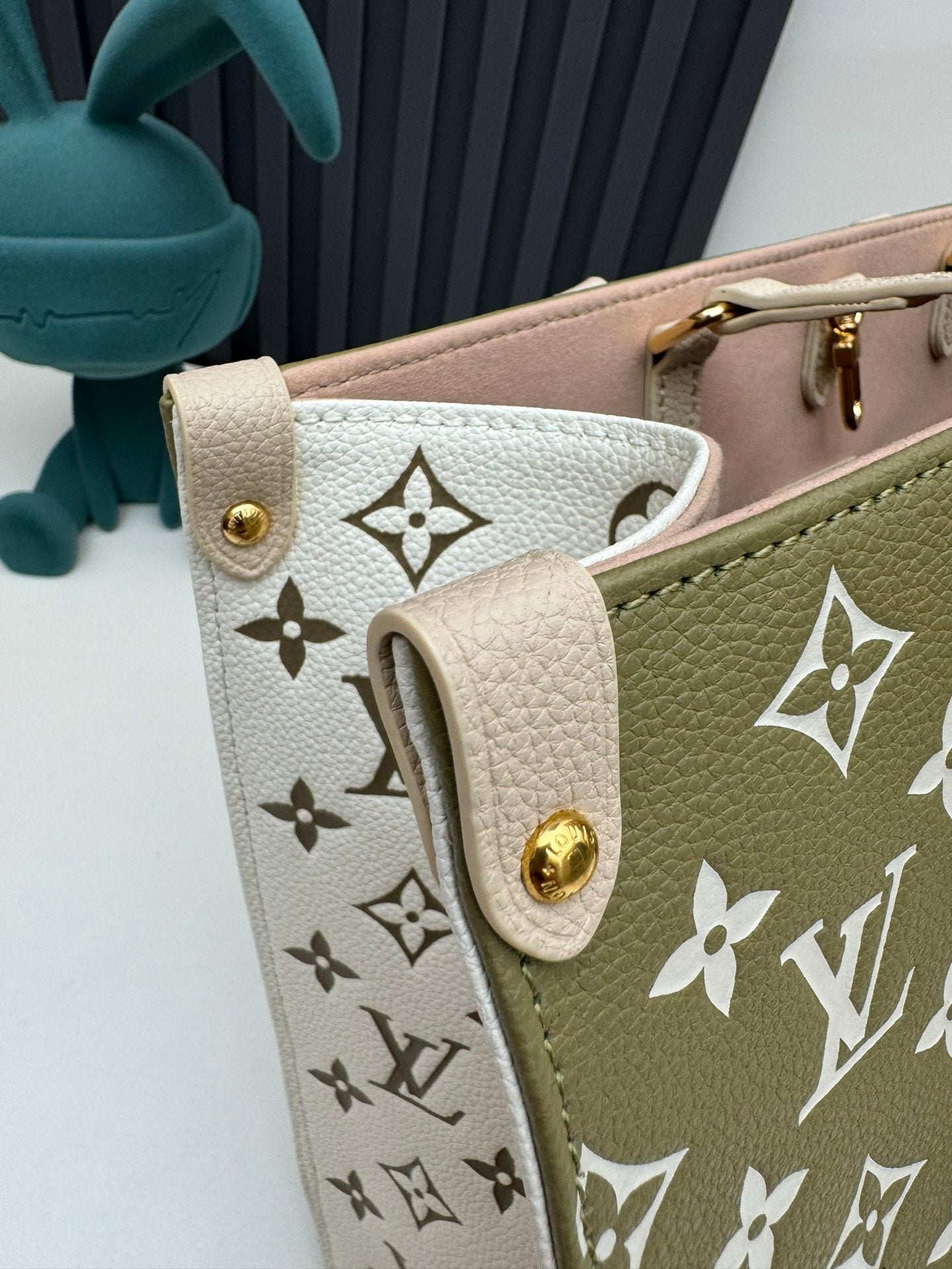 Louis Vuitton Classic Khaki Monogram Print Leather Tote Bag with Top Handles