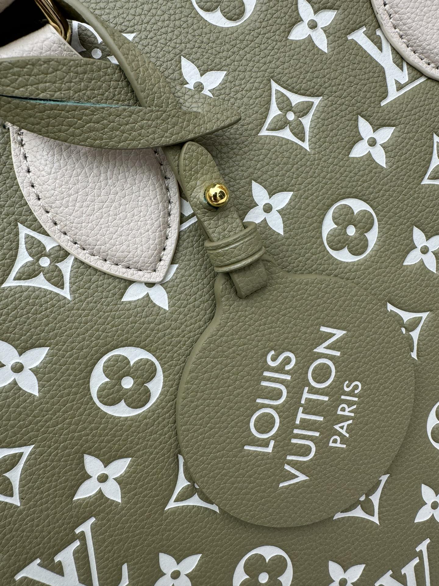 Louis Vuitton Classic Khaki Monogram Print Leather Tote Bag with Top Handles