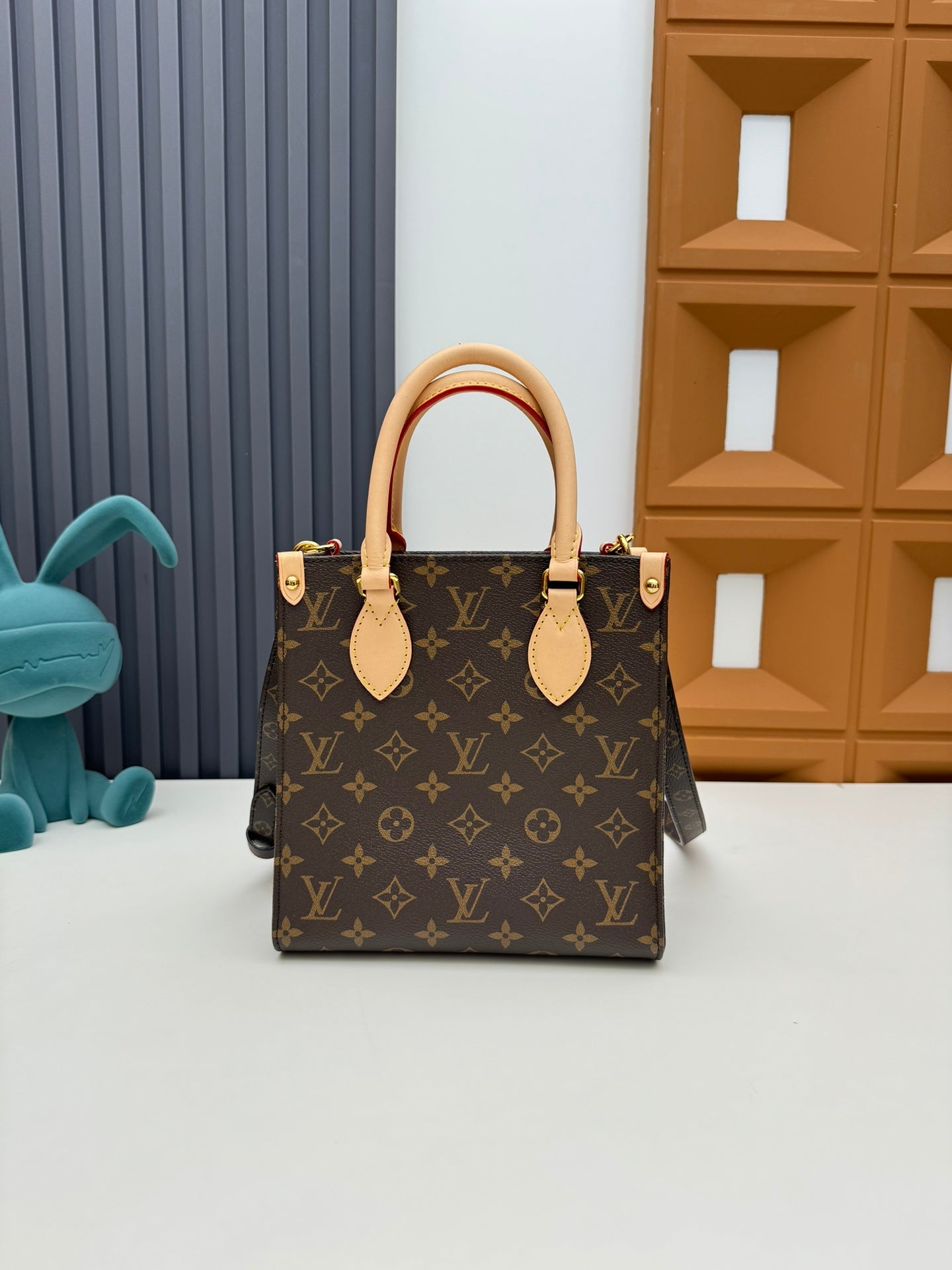 Louis Vuitton Vintage Brown Monogram Tote Bag with Top Handles and Crossbody Strap