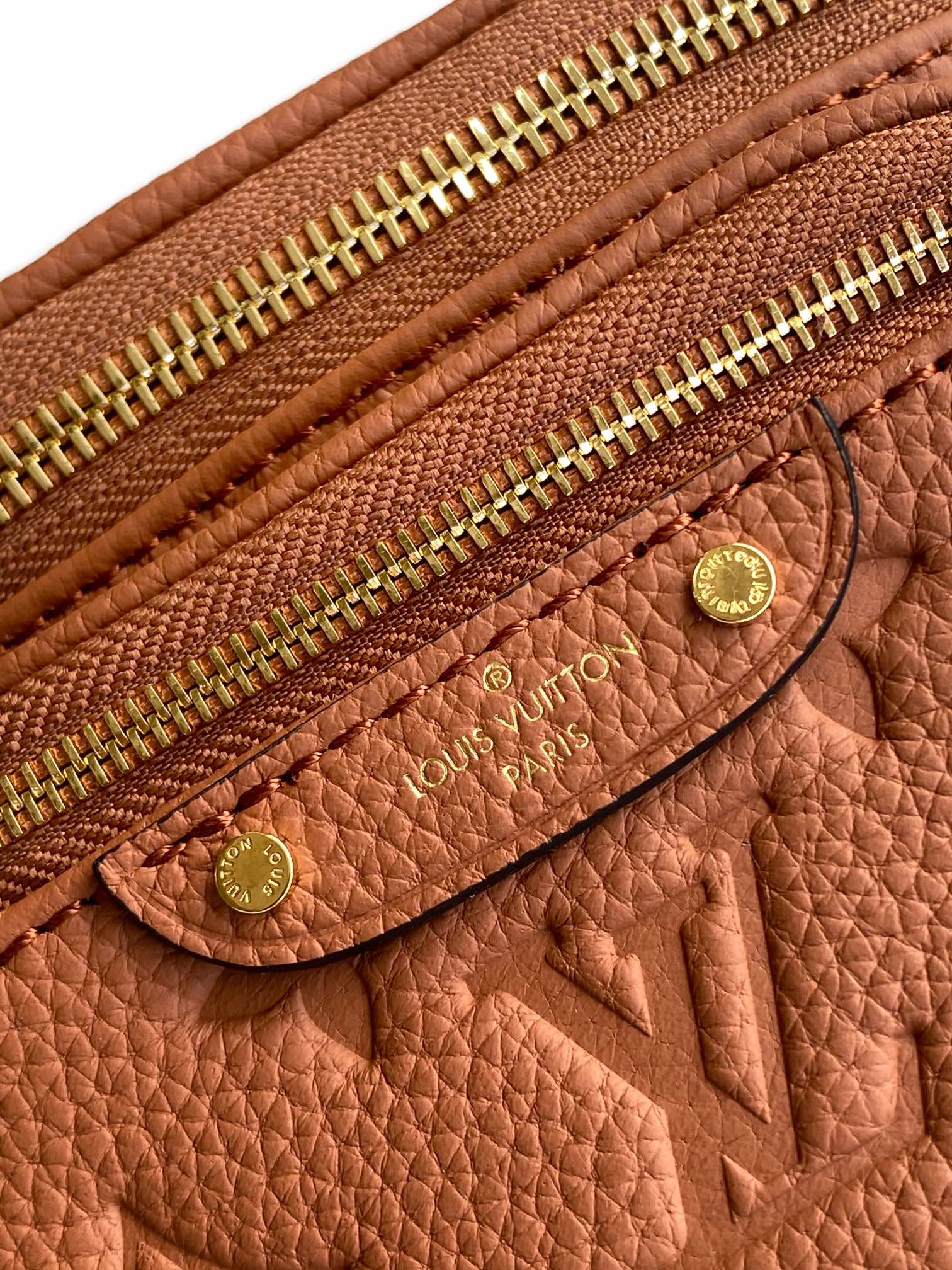 Louis Vuitton Brown Embossed Leather Crossbody Shoulder Bag with Gold Chain