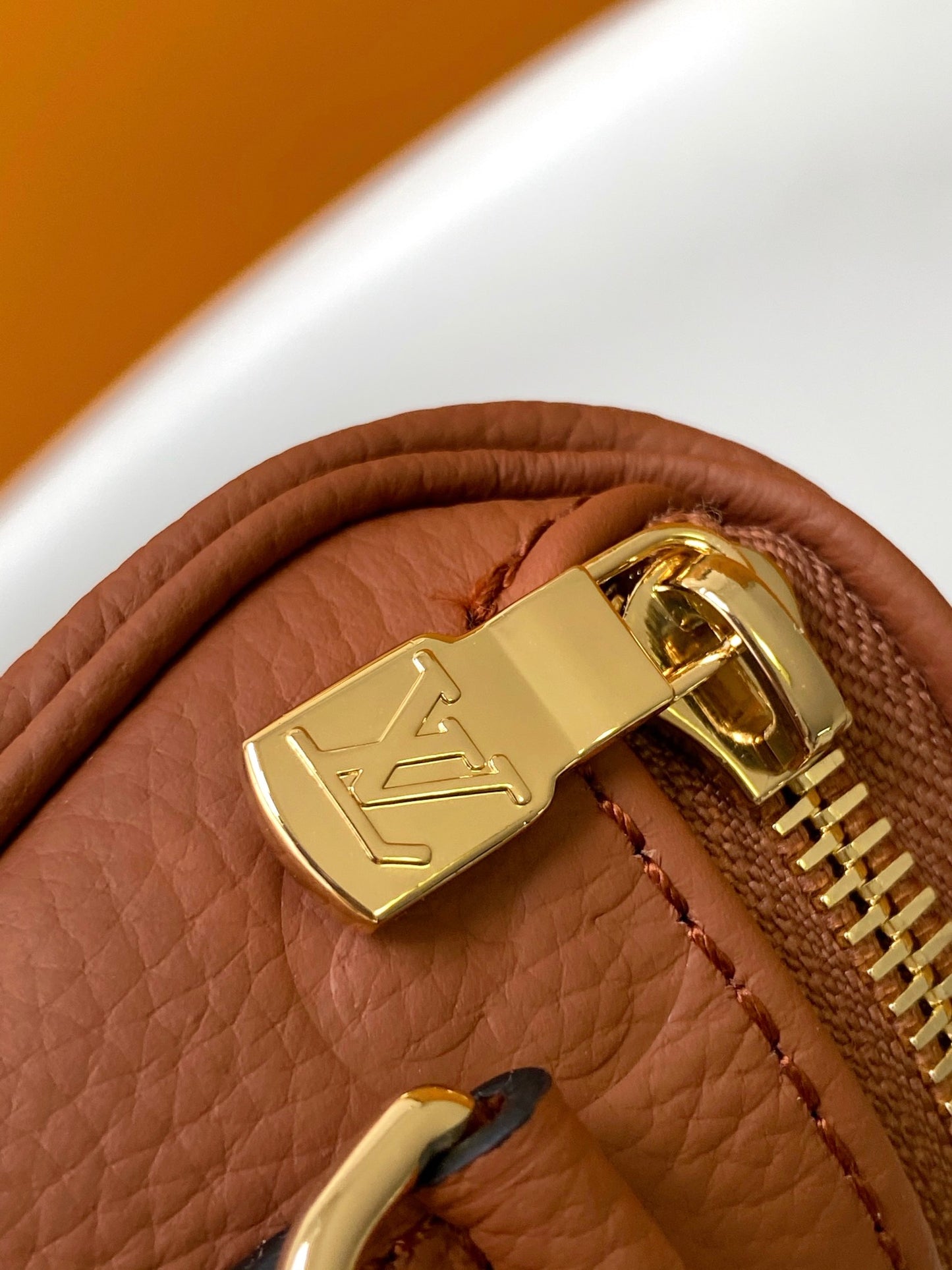 Louis Vuitton Brown Embossed Leather Crossbody Shoulder Bag with Gold Chain