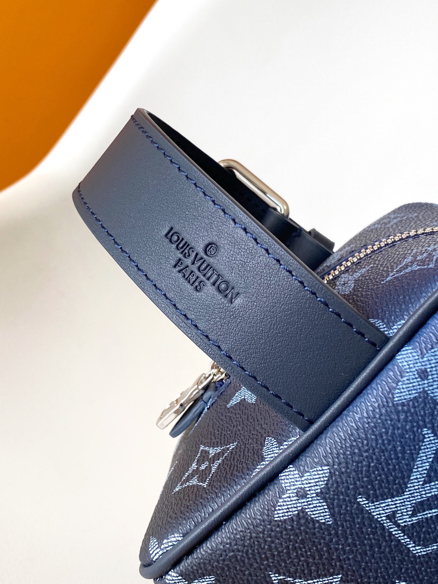 Louis Vuitton Navy Blue Monogram Print Travel Toiletry Bag Dopp Kit with Handle