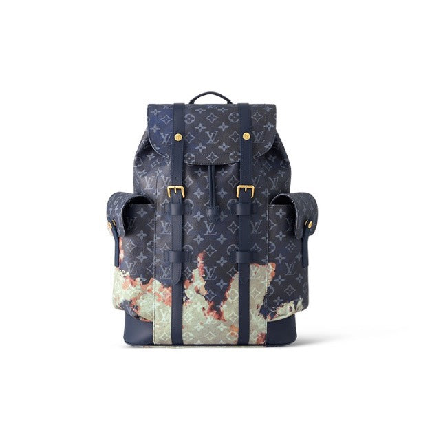 Louis Vuitton Navy Monogram Pattern Backpack with Bleached Watercolor Detail