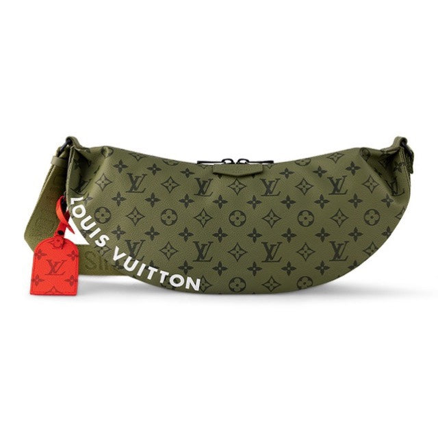Louis Vuitton Olive Green Monogram Crescent Crossbody Sling Bag with Red Tag