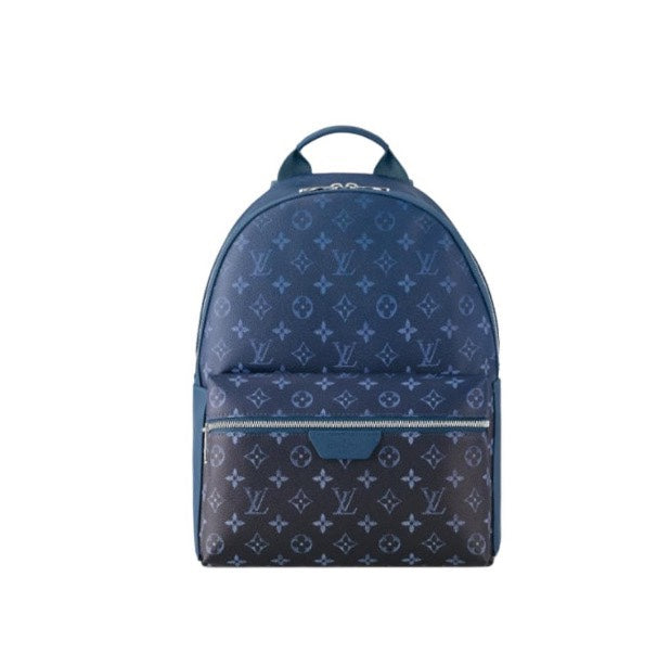 Louis Vuitton Two-Tone Blue Monogram Leather Backpack with Zipper Pocket