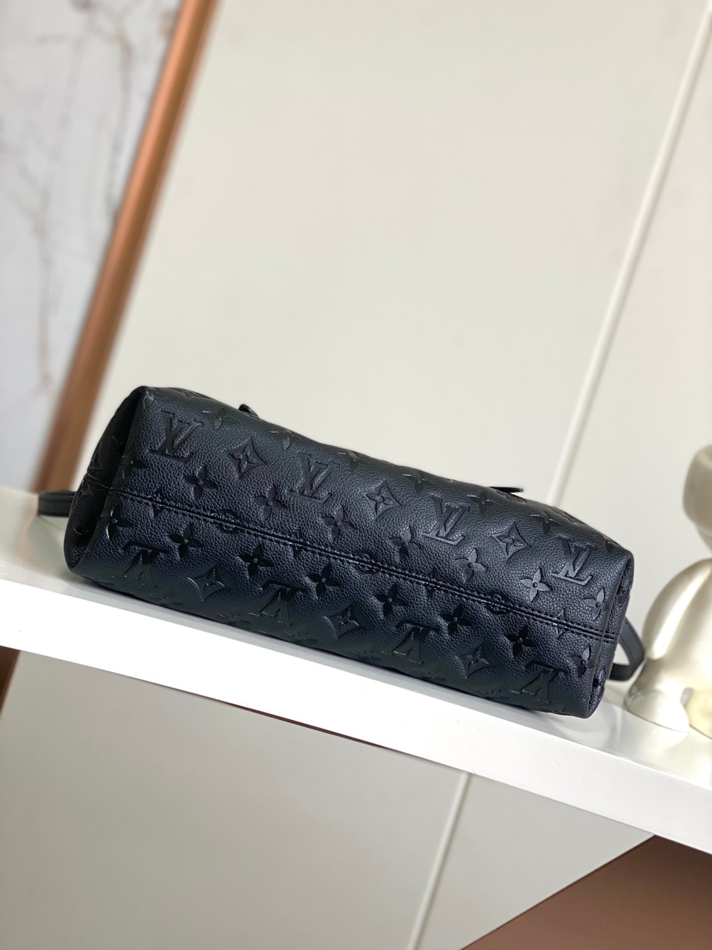 Louis Vuitton Black Embossed Textured Leather Top Handle Tote Handbag