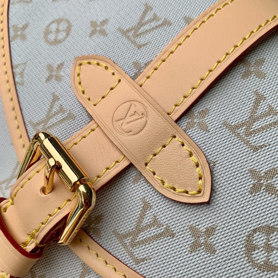 Louis Vuitton Luxury Monogram Canvas Crossbody Satchel Bag with Leather Trim