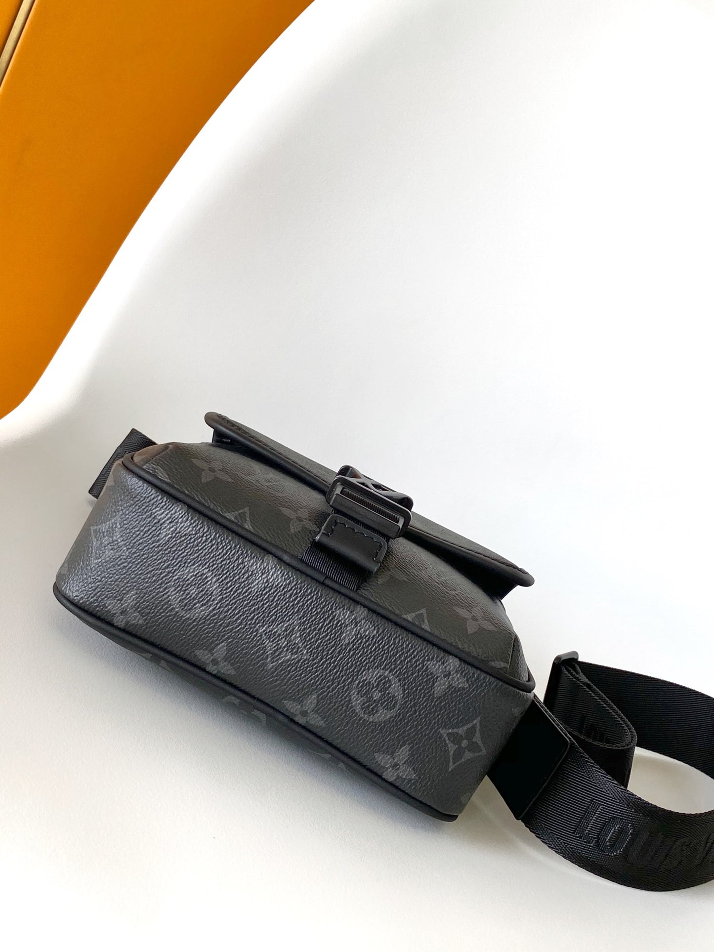 Louis Vuitton Black Monogram Canvas Messenger Bag with Front Buckle Pocket