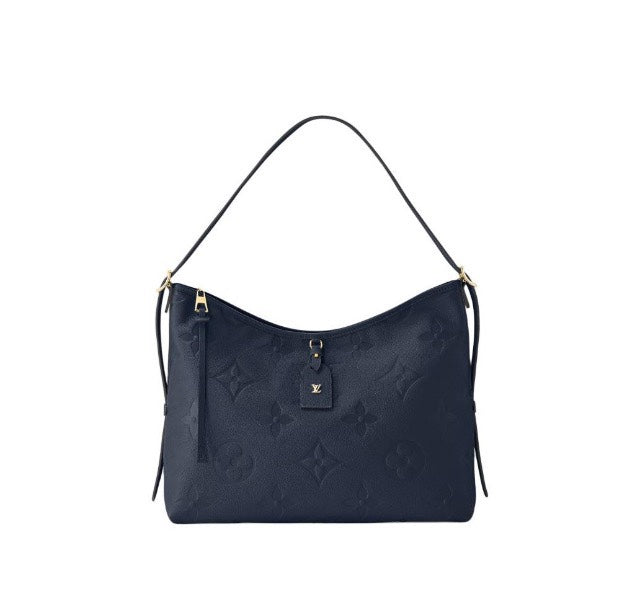 Louis Vuitton Navy Blue Embossed Monogram Leather Shoulder Hobo Bag