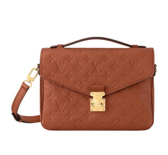 Louis Vuitton Brown Embossed Monogram Leather Crossbody Satchel Bag