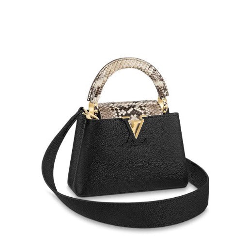 Louis Vuitton Capucines Mini Handbag - Black Taurillon Leather & Python Skin