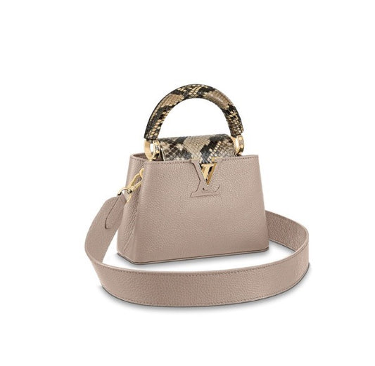 Louis Vuitton Capucines Mini Handbag - Galet Taurillon Leather & Python