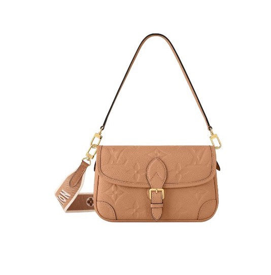 Louis Vuitton Classic Tan Embossed Leather Shoulder Bag with Gold Buckle