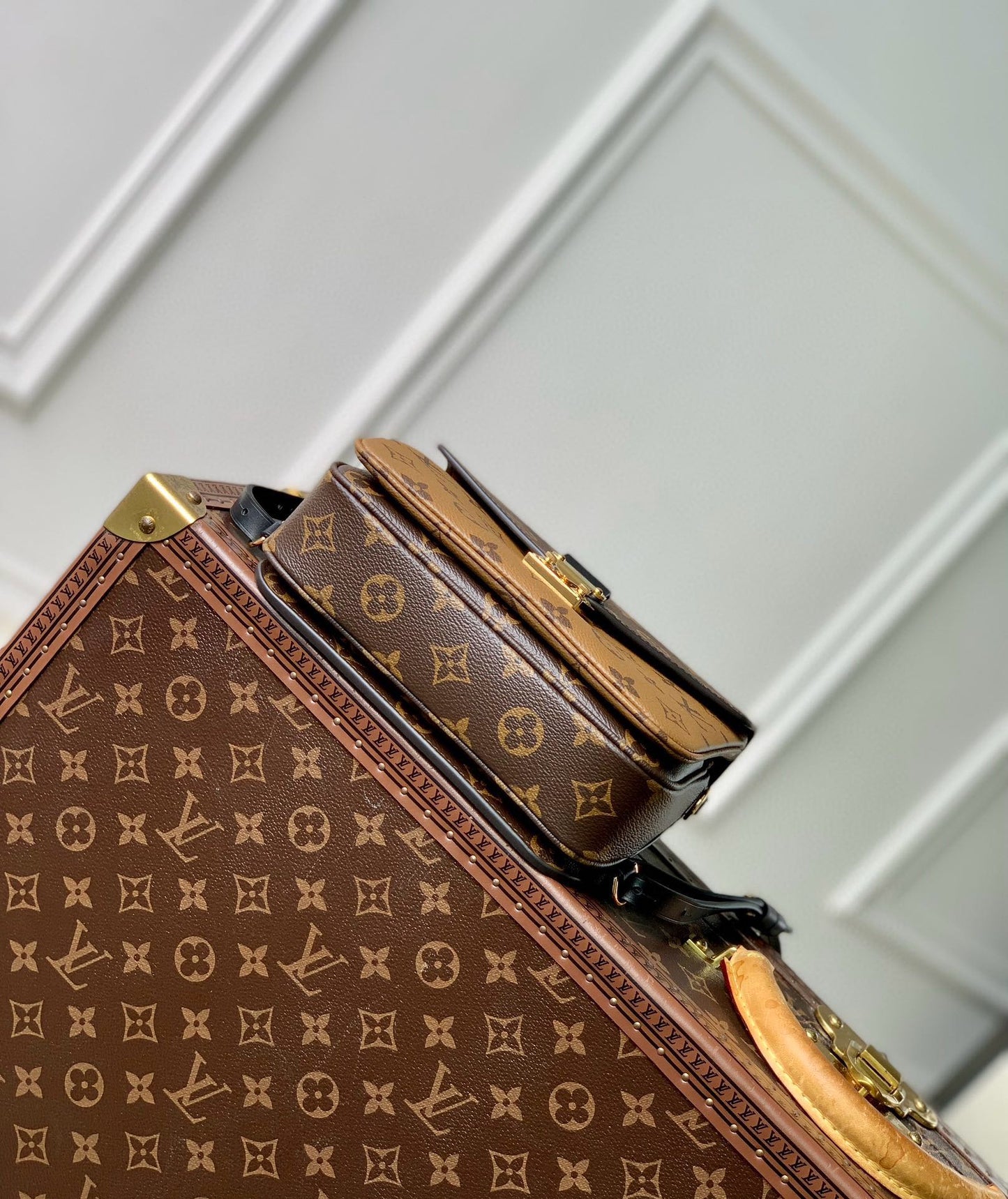 Louis Vuitton Vintage Monogram Print Two-Tone Mini Crossbody Bag with Chain