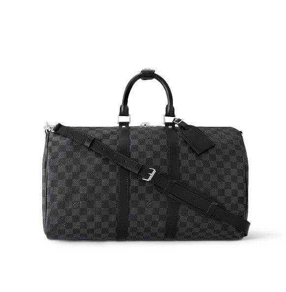 Louis Vuitton Grey Checkerboard Travel Duffle Bag with Shoulder Strap