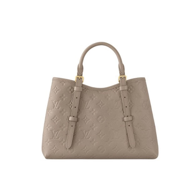 Louis Vuitton Taupe Embossed Leather Top Handle Handbag with Buckle Straps