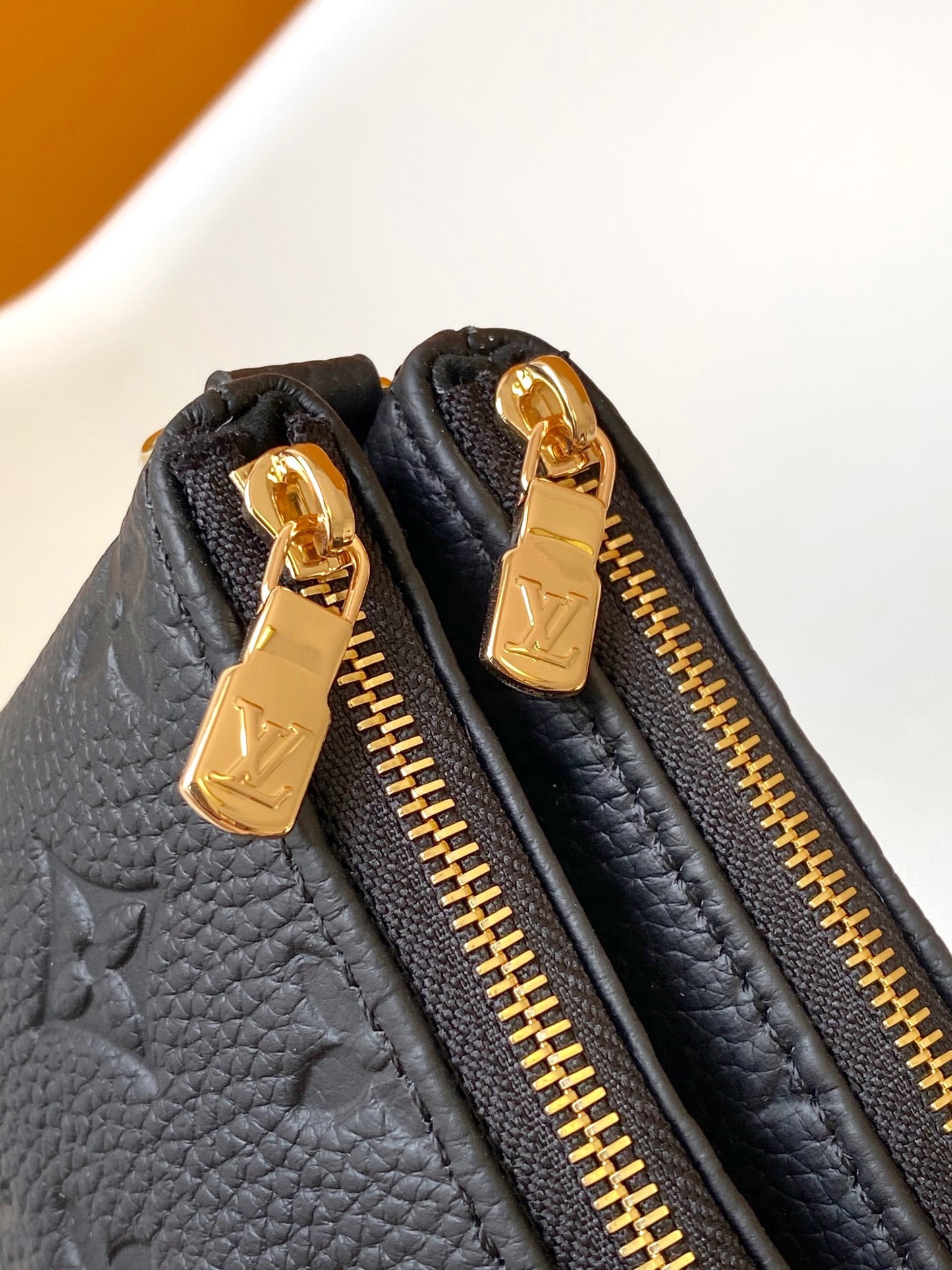 Louis Vuitton Black Embossed Leather Crossbody Bag with Gold Chain Strap
