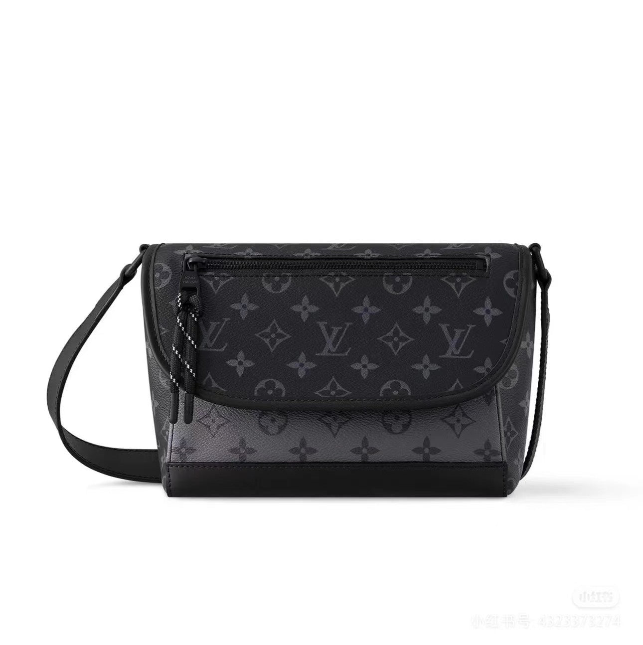 Louis Vuitton Black Monogram Pattern Canvas Crossbody Messenger Bag