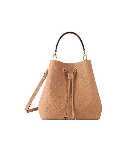 Louis Vuitton Beige Embossed Leather Drawstring Bucket Bag with Shoulder Strap