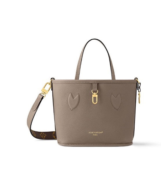 Louis Vuitton Taupe Leather Bucket Handbag with Top Handles and Shoulder Strap