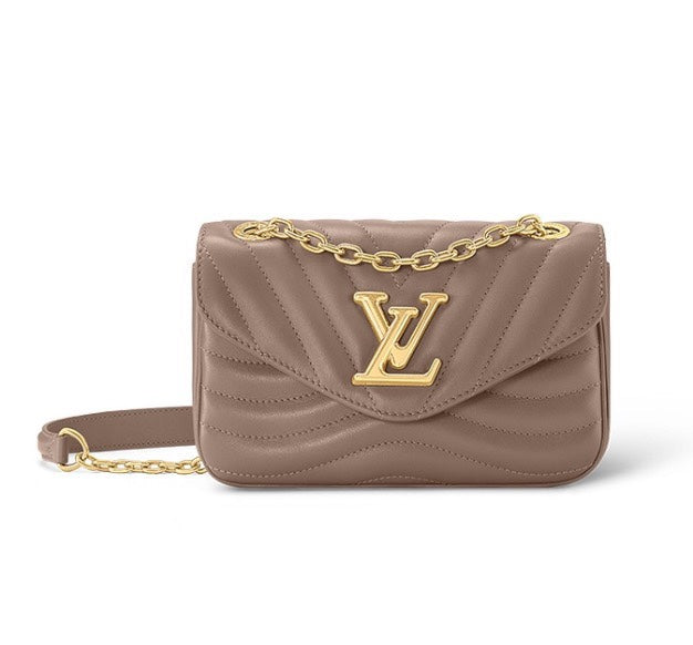 Louis Vuitton Taupe Quilted Leather Crossbody Flap Bag with Gold Chain Strap