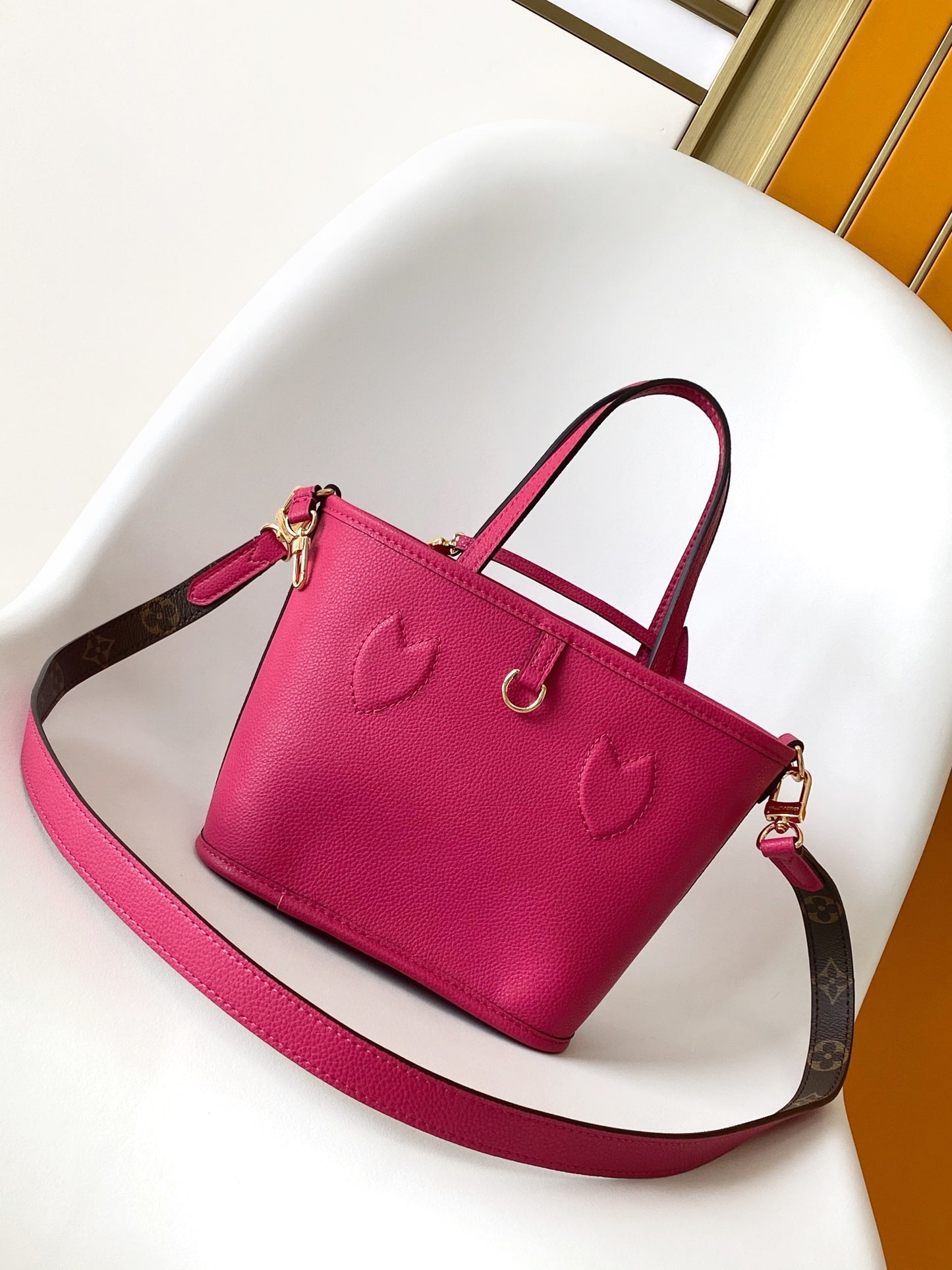 Louis Vuitton Brown Monogram Canvas Mini Crossbody Tote Bag with Pink Trim