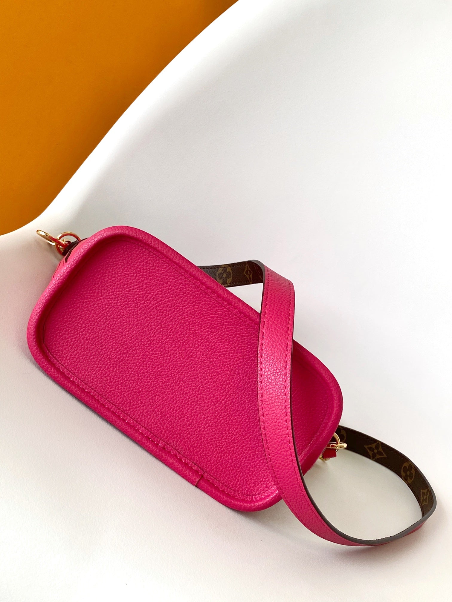 Louis Vuitton Brown Monogram Canvas Mini Crossbody Tote Bag with Pink Trim