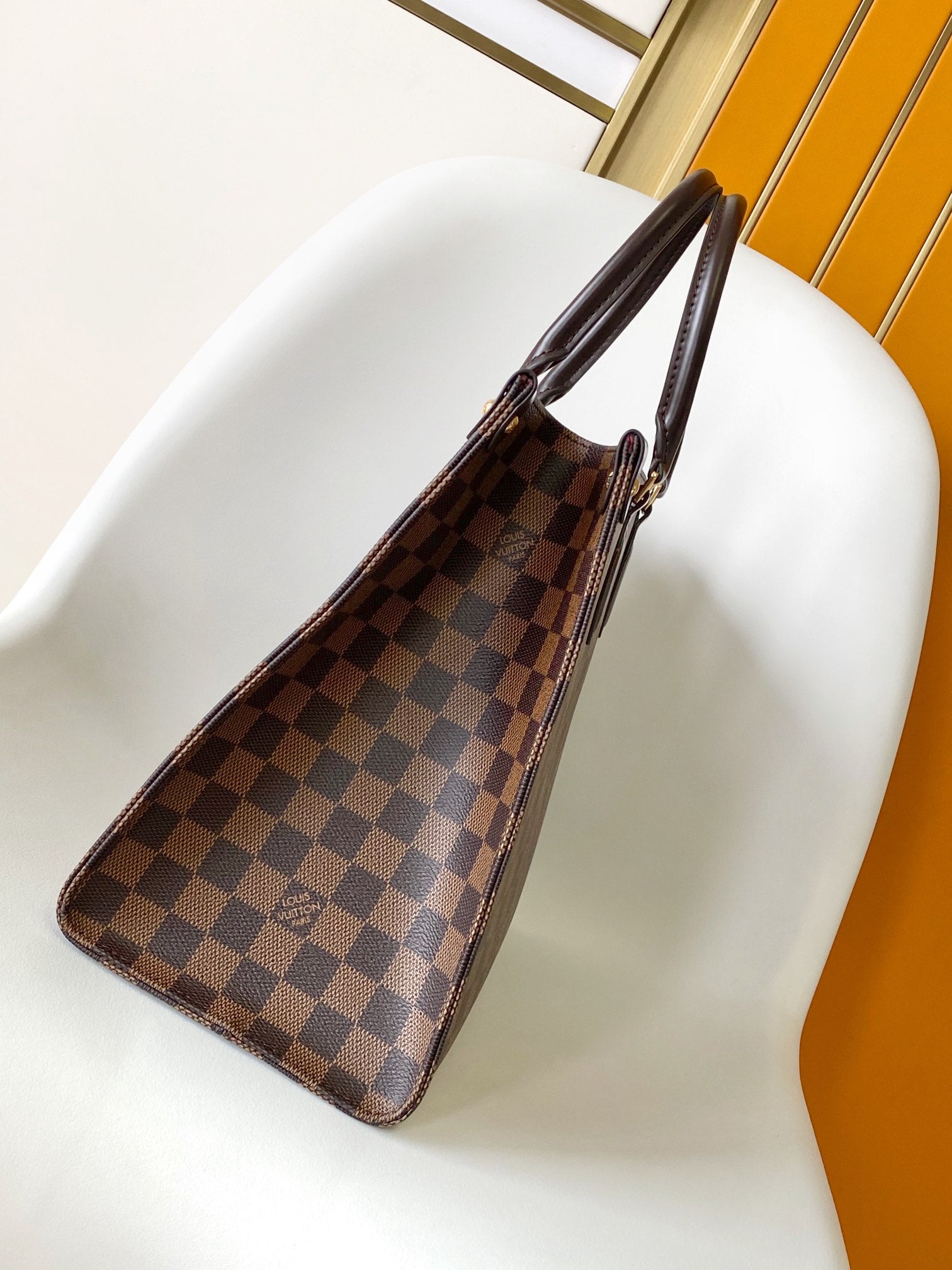 Louis Vuitton Classic Brown Checkerboard Tote Bag Structured Handbag