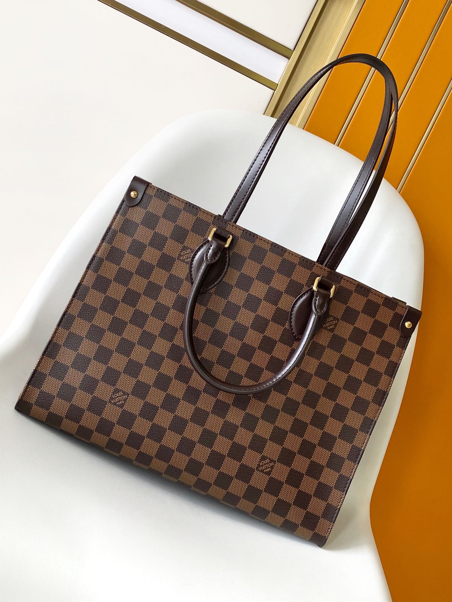 Louis Vuitton Classic Brown Checkerboard Tote Bag Structured Handbag