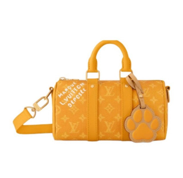 Louis Vuitton Mustard Yellow Monogram Mini Duffle Crossbody Bag with Paw Charm