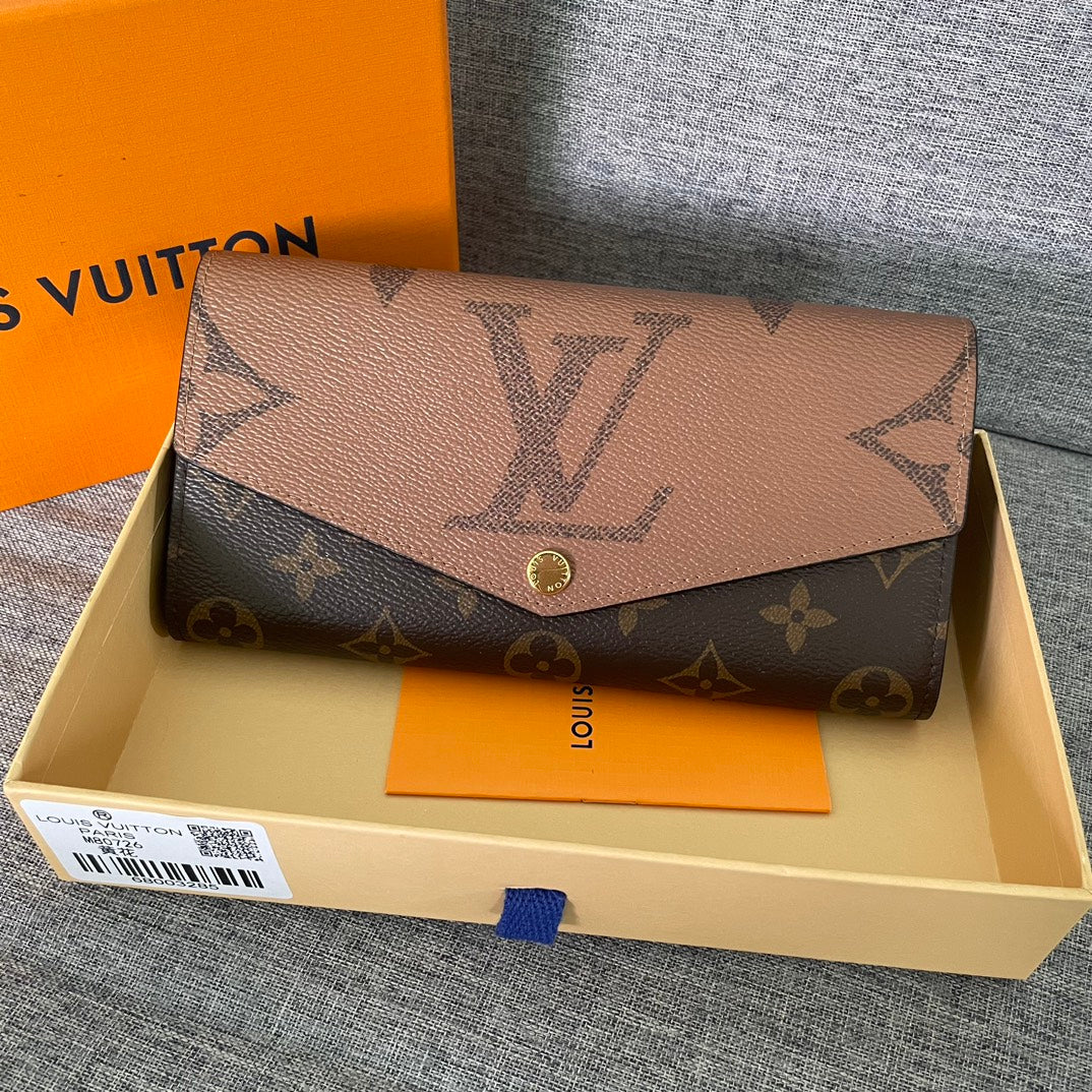 Louis Vuitton Two-Tone Monogram Canvas Envelope Wallet with Button Closure
