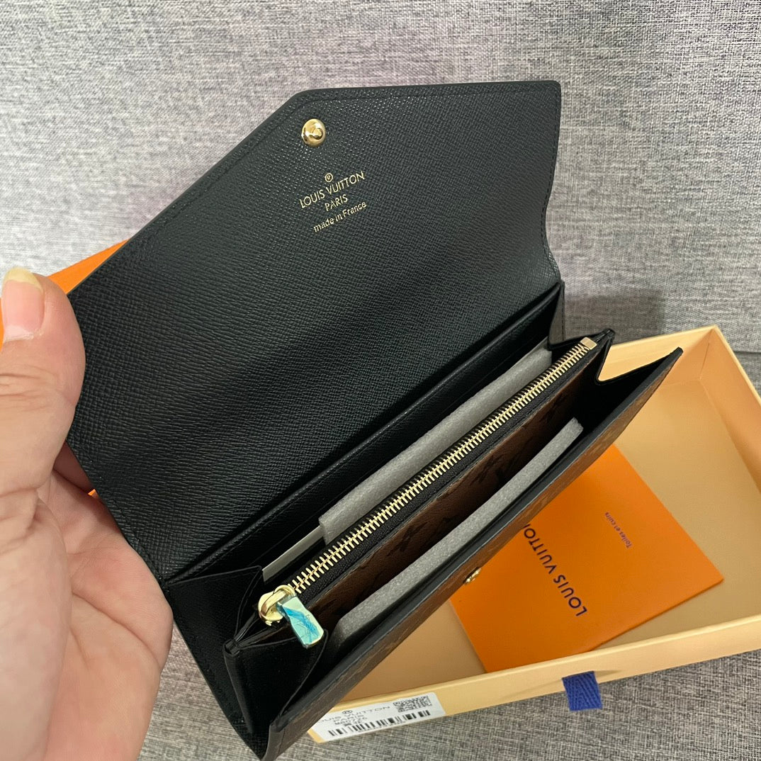 Louis Vuitton Two-Tone Monogram Canvas Envelope Wallet with Button Closure