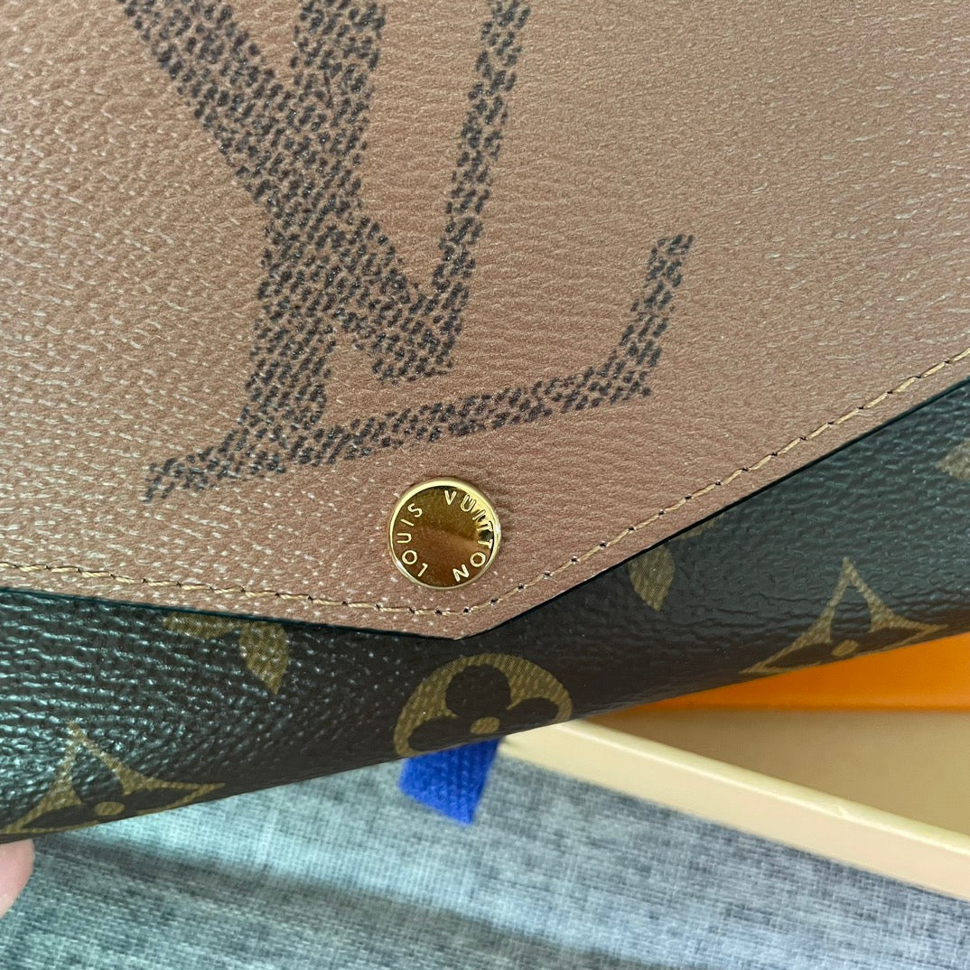 Louis Vuitton Two-Tone Monogram Canvas Envelope Wallet with Button Closure