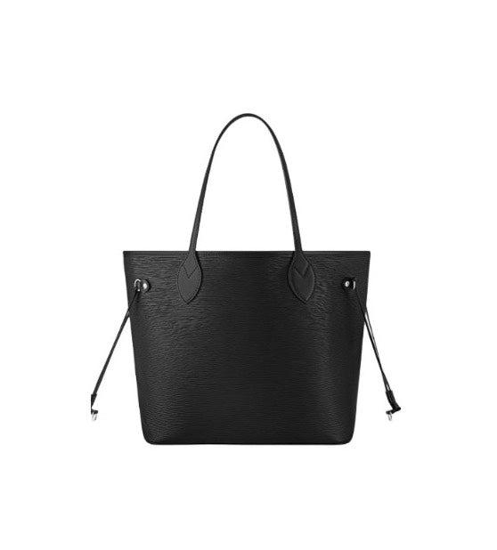 Louis Vuitton Classic Black Faux Leather Shoulder Tote Bag with Side Drawstrings