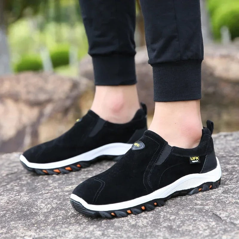 Blotcha Men's Orthopedic Hiking Shoes, Canvas Slip-On Walking Loafers with Arch Support