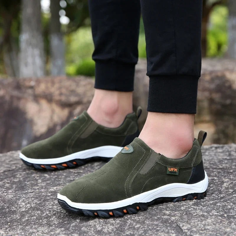 Blotcha Men's Orthopedic Hiking Shoes, Canvas Slip-On Walking Loafers with Arch Support