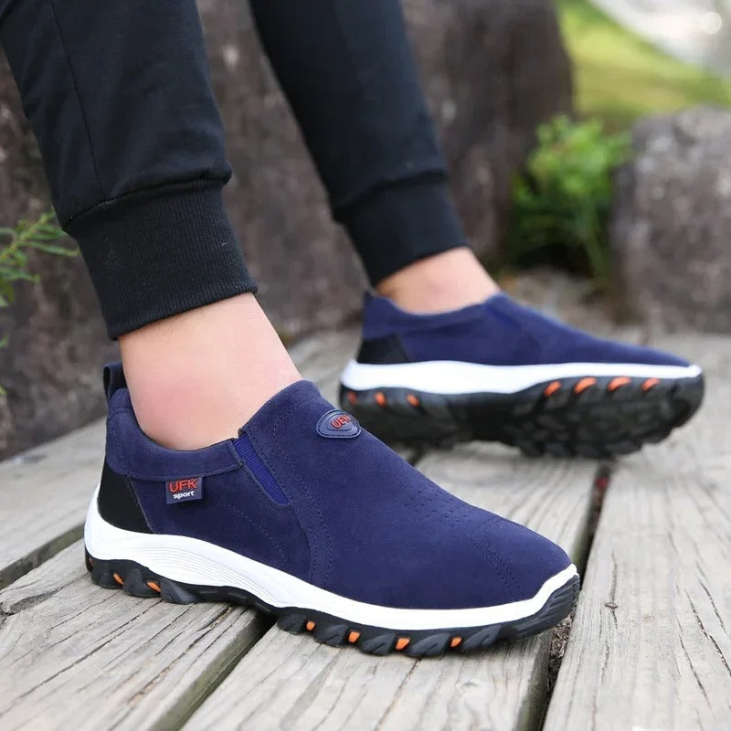 Blotcha Men's Orthopedic Hiking Shoes, Canvas Slip-On Walking Loafers with Arch Support