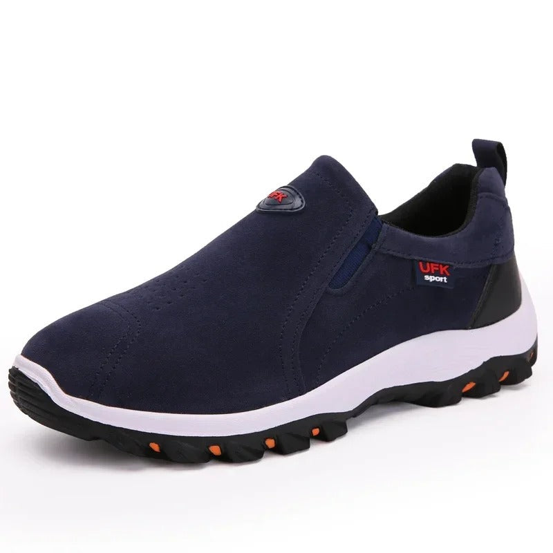 Blotcha Men's Orthopedic Hiking Shoes, Canvas Slip-On Walking Loafers with Arch Support