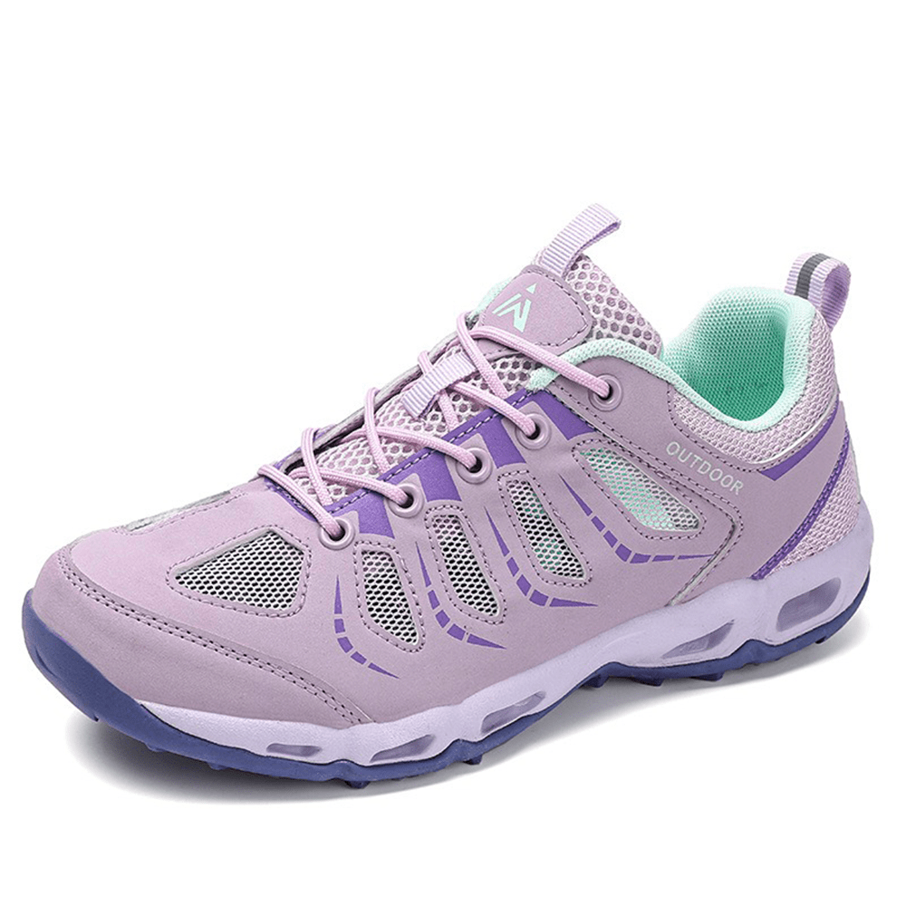Blotcha Unisex Outdoor Hiking Shoes - Grey/Green Non-Slip Mesh Trekking Water Sneakers