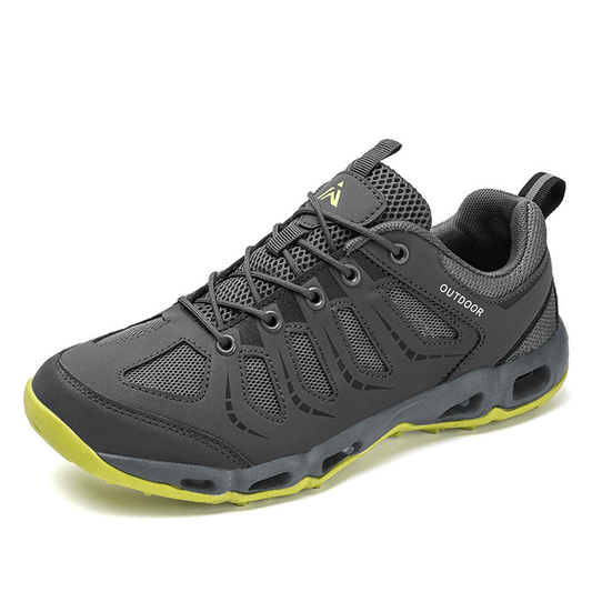 Blotcha Unisex Outdoor Hiking Shoes - Grey/Green Non-Slip Mesh Trekking Water Sneakers