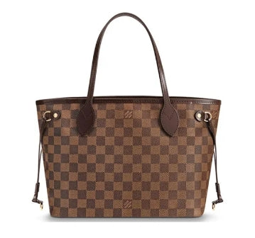 Louis Vuitton Classic Brown Checkered Canvas Tote Bag with Shoulder Straps