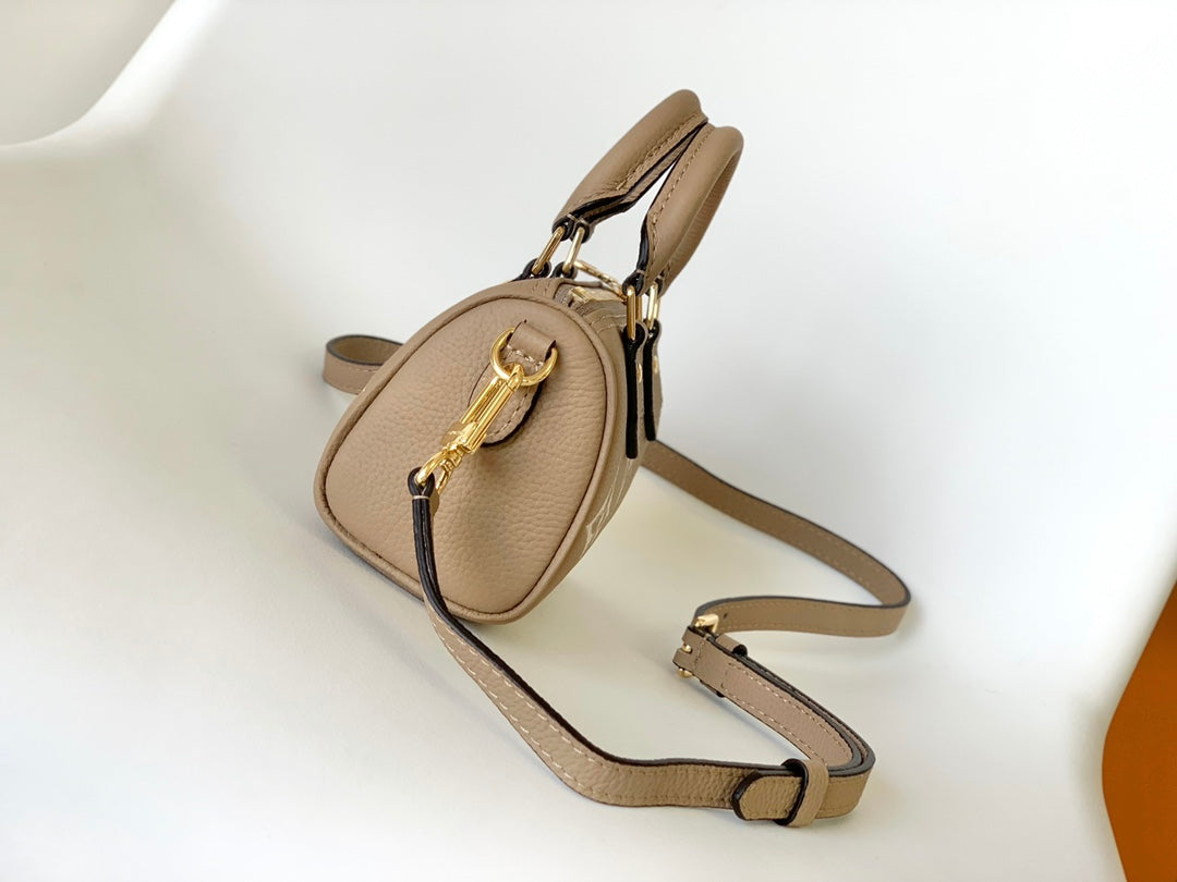 Louis Vuitton Beige Embossed Monogram Leather Mini Top Handle Crossbody Bag