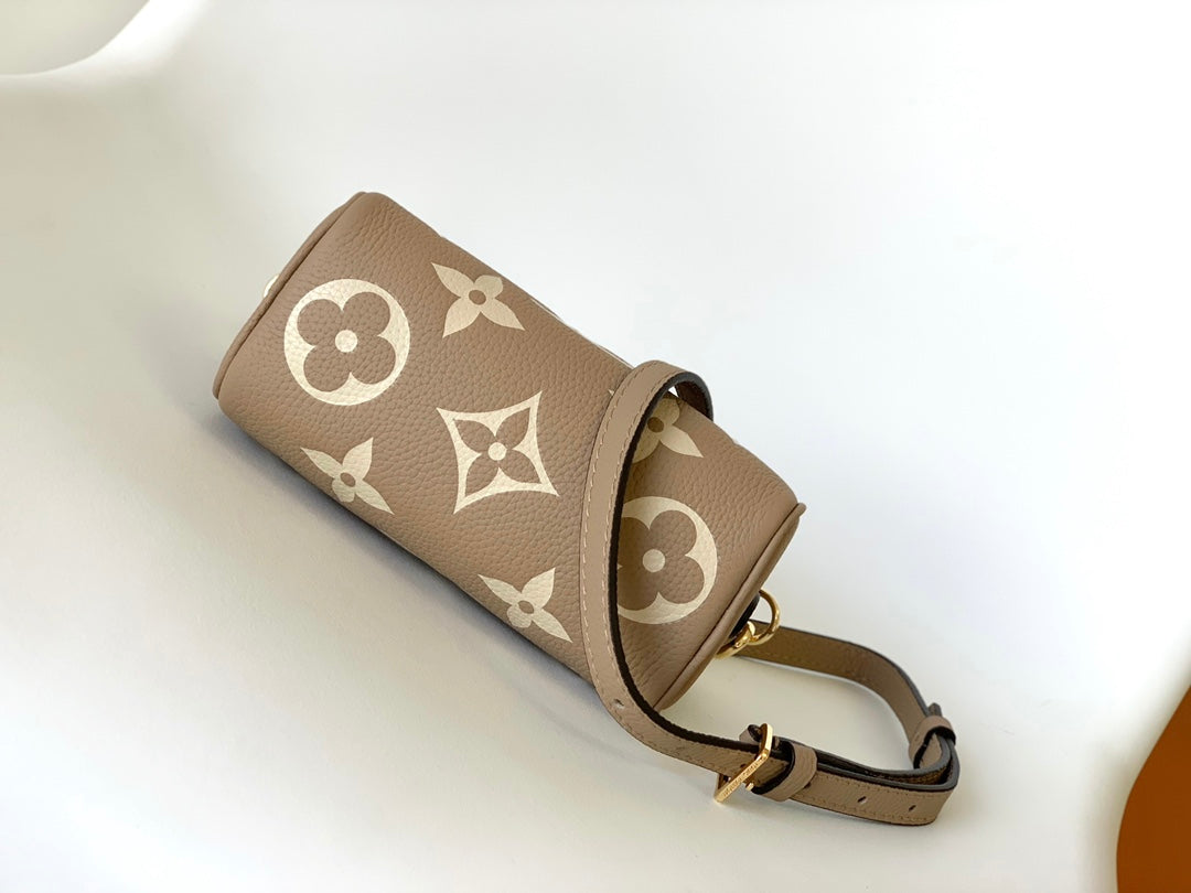 Louis Vuitton Beige Embossed Monogram Leather Mini Top Handle Crossbody Bag