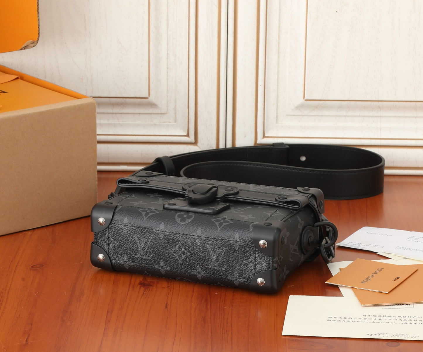 Louis Vuitton Black Monogram Trunk Crossbody Bag with Top Handle