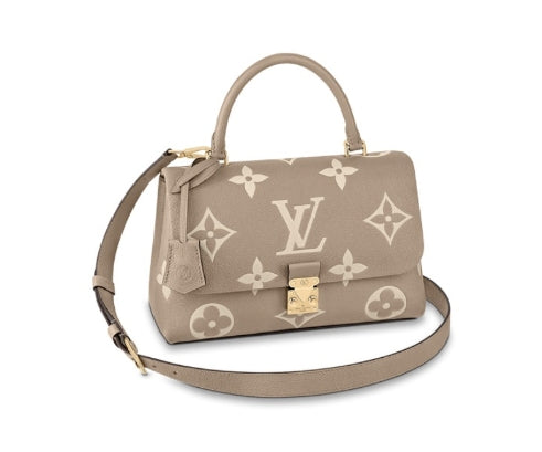 Louis Vuitton Elegant Beige Monogram Embossed Leather Top Handle Handbag